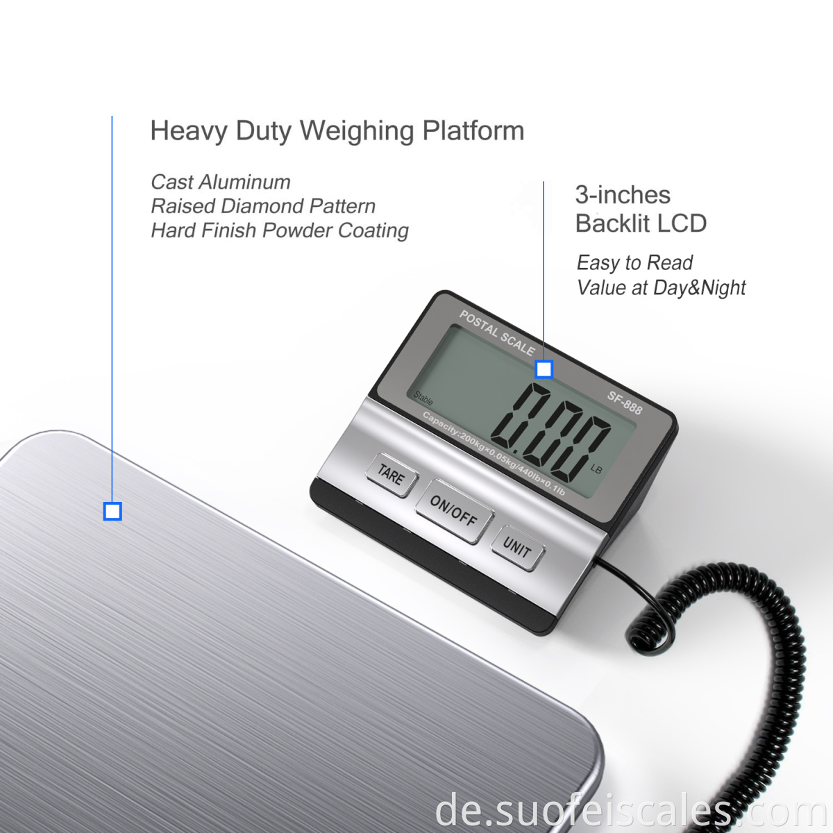 SF-888 Edelstahl Commercial Digital Postal Scale 100 kg